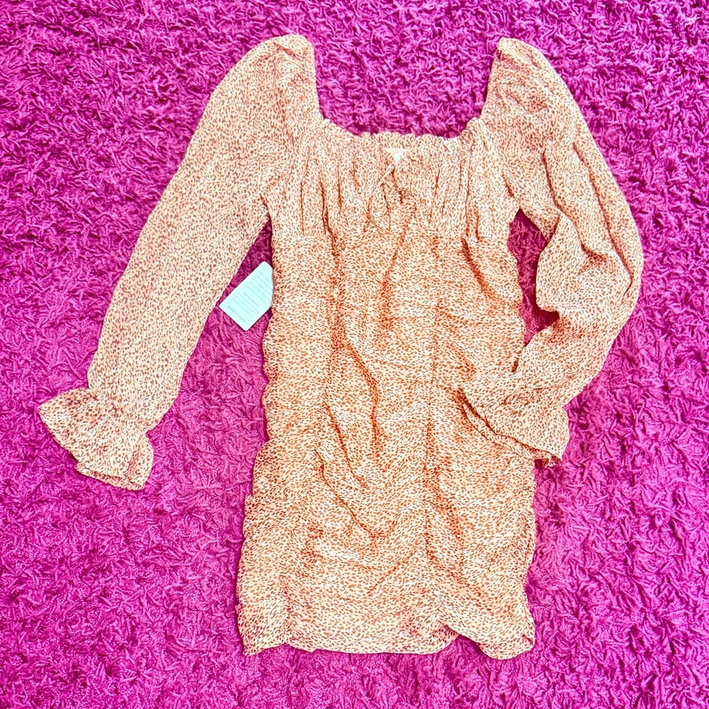 New Nordstrom long sleeve leopard print ruched dress by Lush